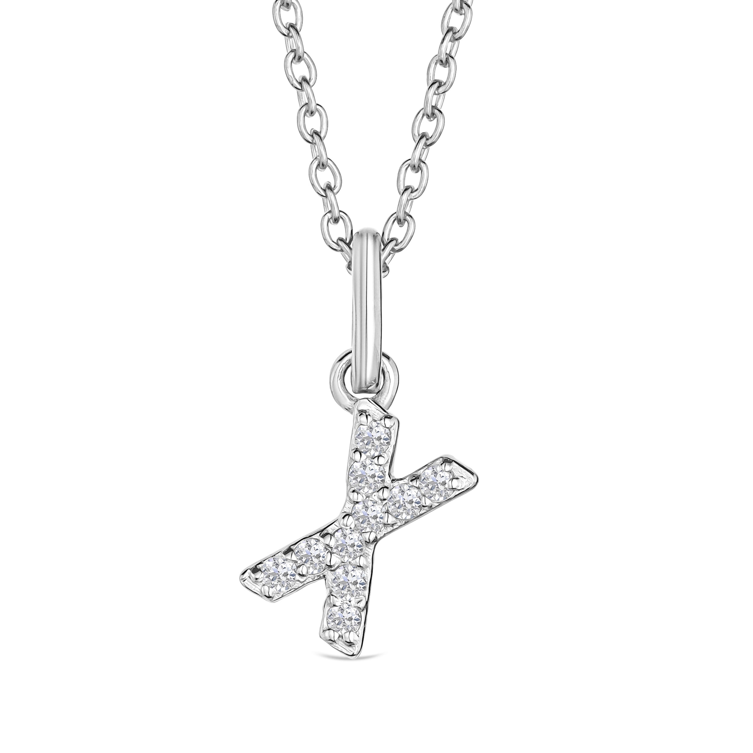 Love Letter Initial X Lab Diamond Necklace set in 925 Sterling Silver
